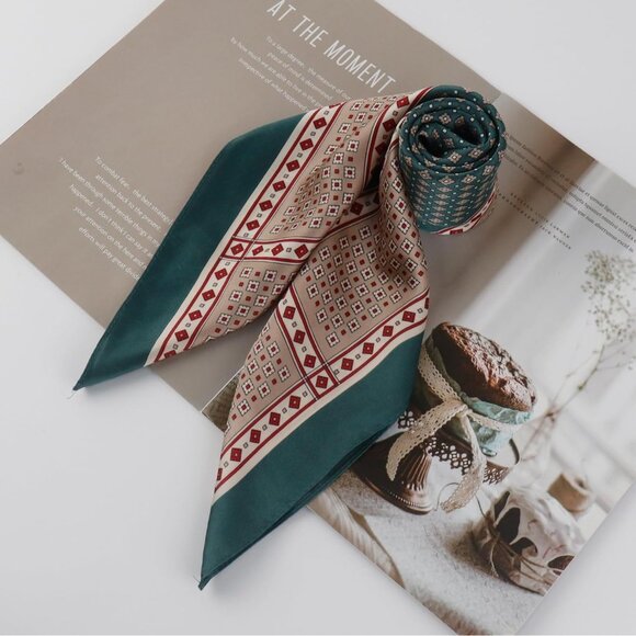 ⚡Men A-Grassgreen Necktie 27.5 Inches Cowboy Scarves Pocket Square Silk Bandanas - Picture 6 of 8